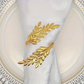 Resim 6'lı Altın Buğday Peçetelik Halkaları - Düğünler, Ziyafetler ve Partiler için Yaprak Detaylı Şık Dökme Demir Tutucular - Çiftlik Evi, Şükran Günü, Paskalya ve Büfe Masa Süslemeleri için Mükemmel 
