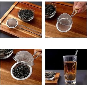 Resim Paslanmaz Çelik Bitki Çayı Demleme Süzgeci – Ergonomik Kulplu, Ince Gözenekli, Yıkanabilir Çay Süzgeci | Sağlıklı ve Lezzetli Bitki Çayı Demleme Aracı 