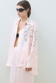 Resim EMBROIDERED OVERSIZE SHIRT - Peach Blush / 36 
