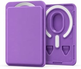 Resim Coverzone MagSafe Uyumlu Manyetik Kartlık Cüzdan, 2 Kart Kapasiteli Telefon Kartlığı, Güçlü Mıknatıslı İnce Kart Tutucu Lila 