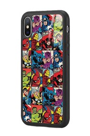 Resim Snacase Apple iPhone X / Xs Uyumlu Süper Kahramanlar Tasarımlı Glossy Premium Kılıf 