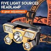 Resim 1/2/4 adet Şarj Edilebilir 5LED Baş Lambası, USB Baş Feneri, Kamp, Koşu ve Balıkçılık için Ev Dış Mekan Acil Işık 