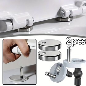 Resim 2 Adet Modern Stil Metal Tuvalet Kapağı Menteşe Değiştirme Seti, Paslanmaz Çelik Gömme Montaj Donanım Aksesuarları 