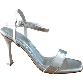 Resim Bs Shoes 0090 Kadın Tek Bant Kadeh Ökçe Açık Ayakkabı Gümüş Siyah 