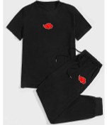 Resim Yingtang Baskılı Pamuk Spor Eşofman Takımı Siyah6 Siyah 