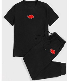 Resim Yingtang Baskılı Pamuk Spor Eşofman Takımı Siyah6 Siyah 