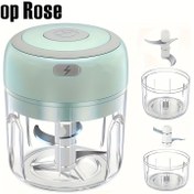 Resim 100ml/250ml Mini Elektrikli Sarımsak Doğrayıcı ve Kıyma Makinesi - USB Şarj Edilebilir, Taşınabilir Mutfak Masher, Paslanmaz Çelik Bıçaklar, Açık Mavi ve Beyaz Tasarım, Sarımsak, Soğan ve Daha Fazlası için Kolay Doğrama Kontrolü, Ev, Kamp veya Seyahat için Kompakt Boyut, Mutfak Masher | Kompakt Tasarım | Paslanmaz Çelik Bıçaklar, Sarımsak Kırıcı 