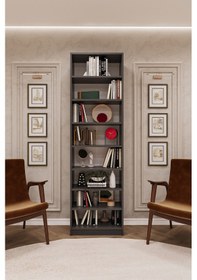 Resim Asra Trend %100 Mdflam Koyu Gri Kitaplık K-08 