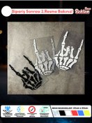 Resim Onur Reklam İskelet El Rock İşareti Sticker – Suya Dayanıklı, 15x22 cm (Renk Seçenekli) 