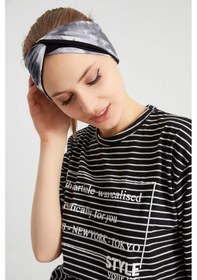 Resim Batik Butik Tasarım Kadın Bandana Saç Bandı, Ekstra Yumuşak, Esnek, Doğal, Pamuklu Penye - Tek Ebat / Batik Siyah Batik Siyah 