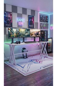 Resim XMAX 140X70 CM NEXAR Oyuncu Masası - Beyaz MDF Bilgisayar ve Gaming Masa 