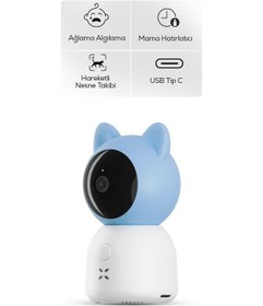 Resim Xenon Smart Bebek Kamerası 3MP 5" Lcd Monitör - Mobil Kontrol - Ninni - Hareket Algılama, Gece Görüş Mavi-x7202 - Mavi 