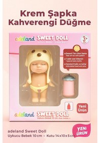 Resim Adeland Sweet Doll Uykucu Bebek 10 Cm Kutu 14 10 5 Cm Krem Şapka - Kahverengi Düğme 