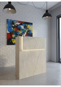 Resim Resital Ledli Karşılama Bankosu G-90 Cm Ofis Kasa Resepsiyon Masası Banko-003-8-8 