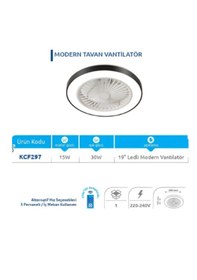 Resim Vanti Kcf297 15w Ledli Dekoratif Tavan Vantilatörü Siyah 