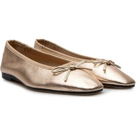 Resim Tommy Hilfiger Ballerına Soft Leather Metallıc Kadın Altın Babet Fw0fw084520hs Altın 