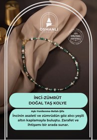 Resim OSMANLI DOĞAL TAŞ Inci-zümrüt Doğal Taş Altın Kaplama Kapama Kolye 