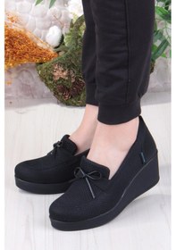 Resim Fort King Jennifer Rahat Hafif Anatomic Insole Taban Dolgu Topuk Kadın Ayakkabı Siyah 