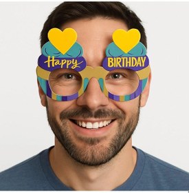 Resim Cupcake Temalı Doğum Günü Renkli Karton Happy Birthday Gözlüğü 6 Adet Çocuk 