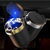 Resim Createtech Taşınabilir Mavi Led Küllük Koku Önleyici Kapaklı Araç İçi Evrensel Çöp Kutusu Mj 