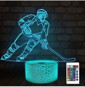 Resim Buz Hokeyi 3d Lambası, Halo Başucu İllüzyon Gece Lambası, Lazer H Çok Renkli 