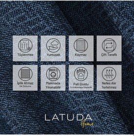 Resim Jakarlı Şönil Koltuk Örtüsü Çekyat Örtüsü Koltuk Şalı 175x300 Kaymaz Gece Mavisi mavi 