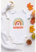 Resim Tuğbababy Baby Rainbow Babam Desenli Organik Çıtçıtlı Body Kız Erkek 
