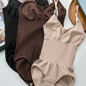 Resim 3 Parça Dikişsiz Şekillendirici Bodysuit, Ayarlanabilir Askılar, Karın Kontrolü, Kalça Kaldırma, Kıskacı Kapama, Düz Renk, Kumaş 