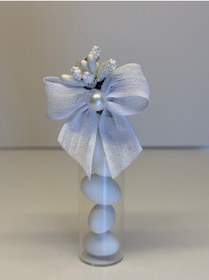 Resim MydesignsK G Nikah & Söz & Nişan Hediyelik Cam Tüp Şişede Badem Şekeri 20 Adet 