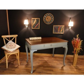 Resim Wooding-Mobilya Wooding 120 Cm Çekmeceli Masif Gri Ceviz Çalışma Masası 
