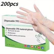 Resim 200 adet Tek Kullanımlık TPE Eldiven, Toz ve Lateks İçermez - Mutfak ve Banyo Temizliği için İdeal, İki Elde Kullanılabilir, Hafif, Suya Dayanıklı Değil, Ev Kullanımı için Dayanıklı 