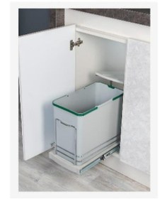 Resim Starax 2571 Gri Teleskopik Raylı Plastik Gövde Çöp Kovası 24 Lt. S-2571 