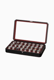 Resim Kilitli 24 Yuvalı Lüks Saat Kutusu, Cam Üst, Koleksiyonluk, 2025 Sürüm - Gri 