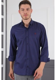 Resim G720 Dewberry Erkek Gömlek-lacivert- Bordo Lacivert- Bordo 