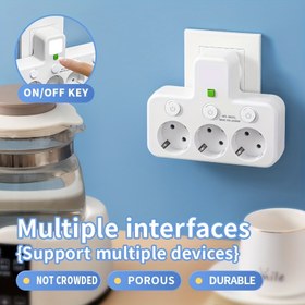 Resim Yeni Güç Genişletici 3 AC Çıkışı ile, 110V-250V ile Uyumlu, EU Fişi Dikdörtgen Duvar Şarj Cihazı Ev, Ofis, Seyahat için Uygun 