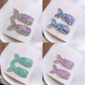 Resim Kızlar için Denizkızı Kuyruğu Saç Tokaları - 2 Paket Parlak Payet Saç Tokaları - Bangs, Prenses Kostümü ve Günlük Kullanım için Polyester Hayvan Dokulu Parti Aksesuarları 