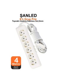 Resim Grup Priz Topraklı 6'lı Çoklu Priz Seyyar Ara Uzatma Kablosu Ttr 2x2,5 Mm Kablo 4 Metre 4 M 