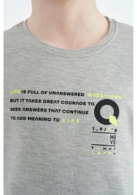 Resim Tommylife Tommy Life Gri Melanj Baskı Detaylı O Yaka Standart Kalıp Erkek Çocuk T-shirt - 11145 Gri Melanj 