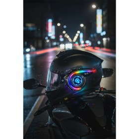 Resim Tekvora V21 Rgb Işıklı Bluetooth Motosiklet Kask Kulaklığı Interkom Destekli Yüksek Ses Kalitesi 