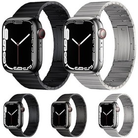 Resim iOs Watch Uyumlu Se 2022 İçin 40mm Pg65 Tek Boncuk Bambu Ortak Yaylı Çubuklar Titanyum Metal Saat Bandı Gümüş 