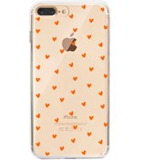 Resim butikcase Iphone 7 Plus Minik Kalpler Turuncu Desenli Şeffaf Telefon Kılıfı 