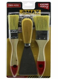 Resim abnturk Yüksek kalite 3’lü Kestirme Fırça ve Spatula Seti Ahşap Saplı Doğal Kıl 50 mm 