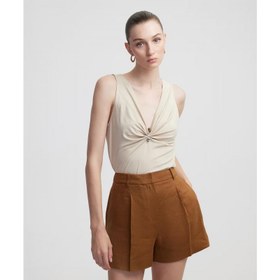 Resim İpekyol Aksesuarlı Büzgülü Kadın T-shirt IS1250070150 (IS1250070150) 