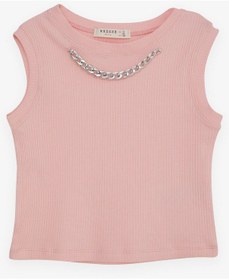 Resim Breeze Kız Çocuk Crop Tişört Zincir Aksesuarlı 9-14 Yaş, Somon-somon Somon 