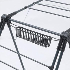 Resim Kalın Borulu Katlanabilir Çamaşır Kurutma Askılığı, Sepetli, Siyah-Gri Renk 
