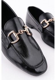 Resim Muggo Stride Metal Tokalı Kadın Günlük Loafer Ayakkabı Siyah 