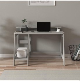 Resim Country Ergonomik Çalışma Masası, Modern Bilgisayar Masası - Gri 