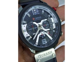 Resim Curren Deri Kordonlu, Kronometreli, Takvimli, Su Geçirmez, 2 Yıl Garantili Erkek Kol Saati 