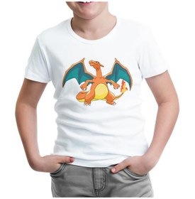 Resim Pokemon - Charizard Beyaz Çocuk Tshirt 