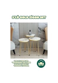 Resim Berlin Beyaz Zigon Sehpa Gold Tel Ayak Lüks & Modern Tasarım 